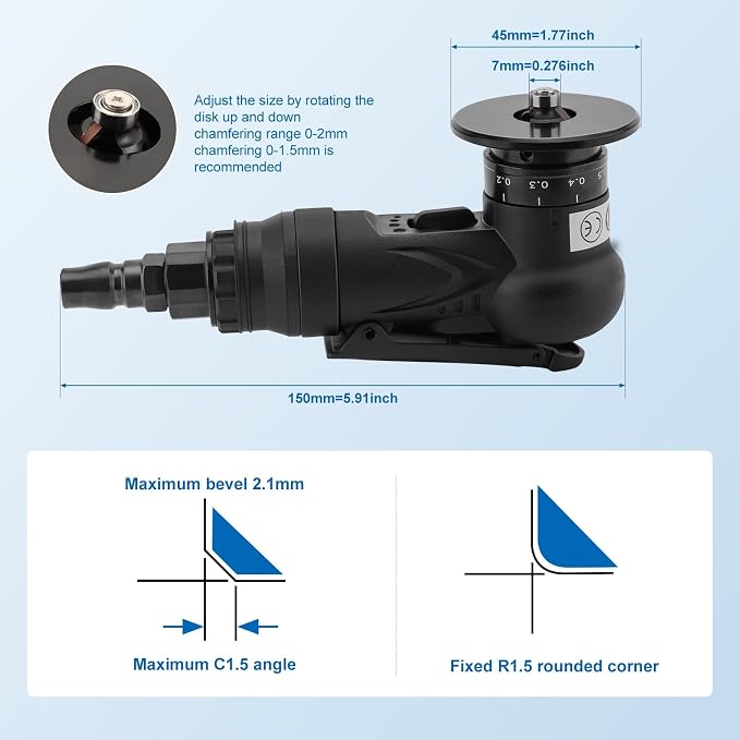 Mini Pneumatic Chamfering Tool Handheld,45°Arc Corner(C&R Angle Blades)