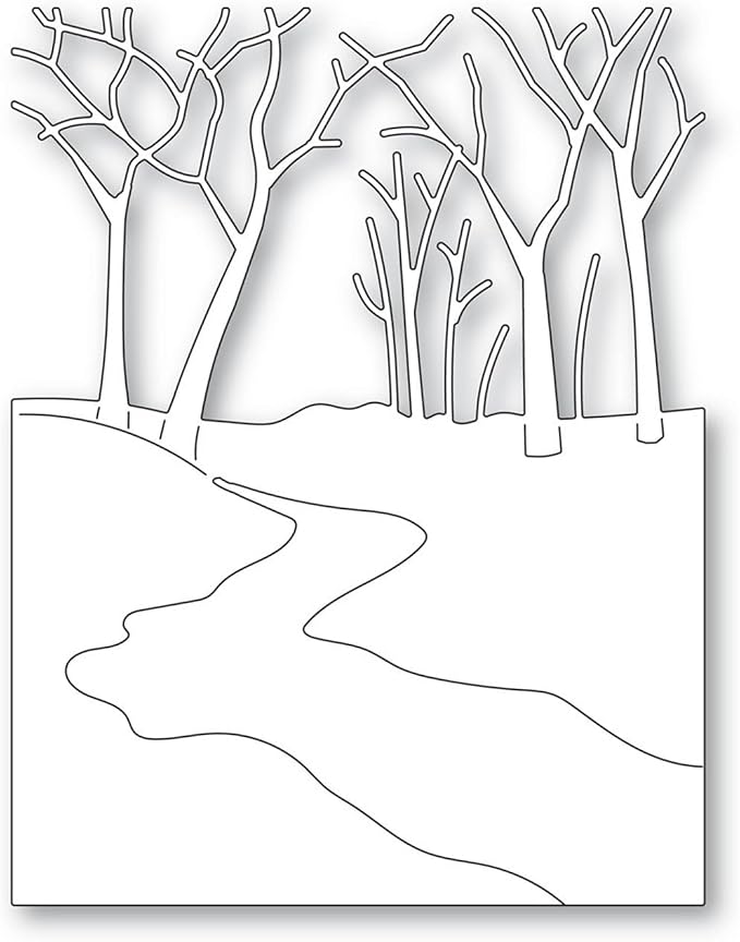 Cutting Dies 3D Background Frame Metal Stencils Scrapbooking Tools DIY Craft Carbon Steel Embossing Template for Paper Card Making Album Arts Supplies (Frame 13-Tree River11.1x14.3cm)