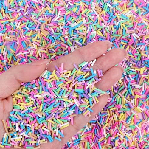 DIYASY 180g Fake Sprinkles, 6.35 oz Non-Edible Resin Sprinkles Faux Plastic Candy Sprinkle Polymer Clay Slices for Art DIY Crafts Phone Case (Multicolor A)