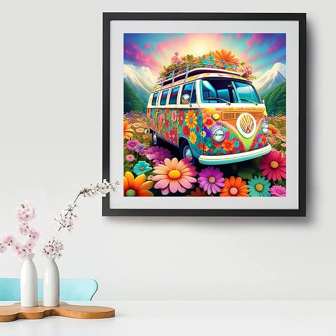 mrpwnle Diamond Art Kits for Adults, Bus Diamond Painting Kits 12x12 inch
