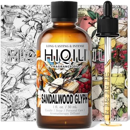 HIQILI Sandalwood Glyph Fragrance Oil for Candle & DIY Soap - 1 Fl Oz