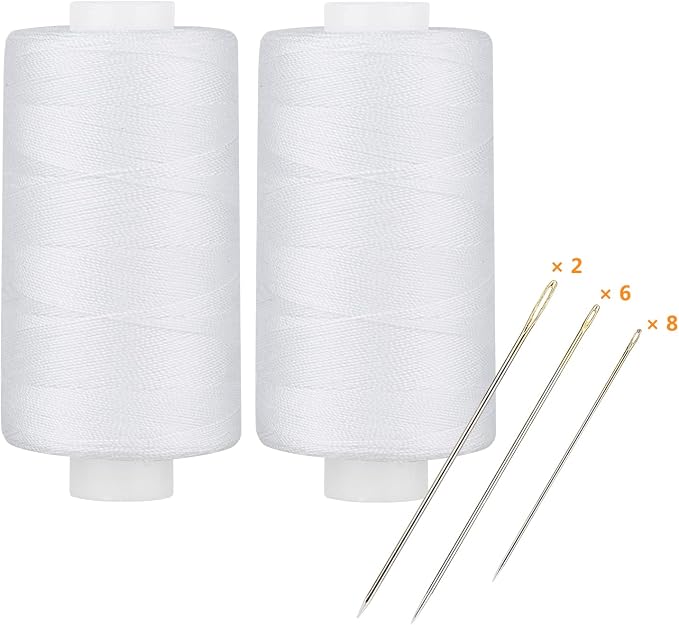 Simthread All Purpose Thread Polyester 400 Yards (2 White)