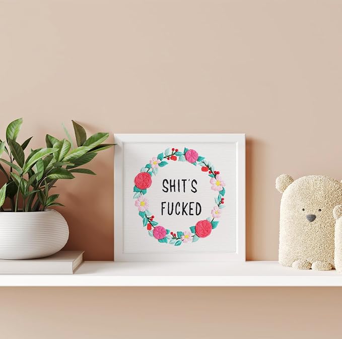 Louise Maelys Funny Floral Embroidery Kit for Beginners DIY Decor | A Complete Set With Cross Stitch Kits for Adults to Explore Relaxing Crafts. Needlepoint Kit for Creative DIY Projects
