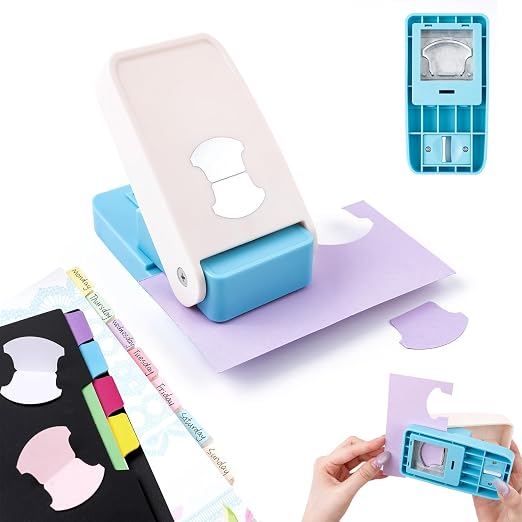 Tab Punch, Whale-Tail Tab Puncher for Paper Crafts, Handheld Folder Punch Loose Leaf Separator Label Cutter Puncher for Planner Inserts, Notebooks, Scrapbook, Journals, Bibles, and More Projects