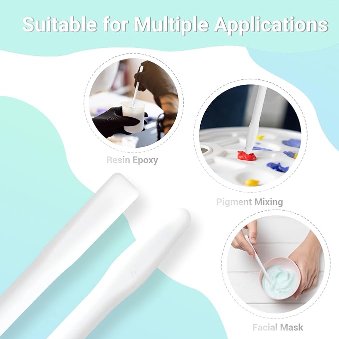 Gartful Colored Silicone Stir Sticks, Epoxy Resin Mixing Sticks Reusable Stirring Rods for Art Supplies, DIY Crafts Resin, Paint Mixing, Craft Supplies, Tumbler Making, Face Mask Spatula,White