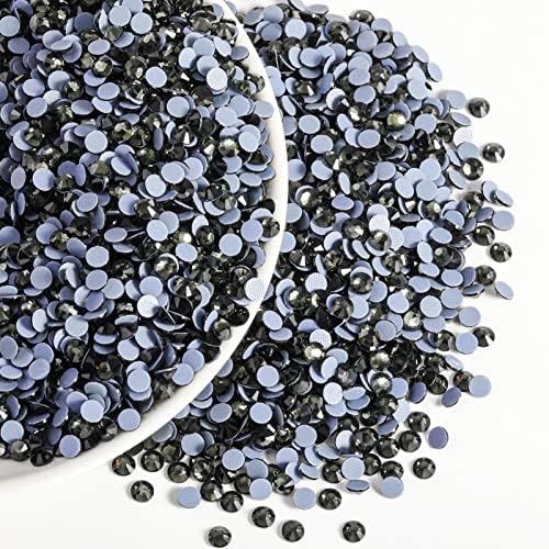 Beadsland Hotfix Rhinestones Bulk, 14400pcs Gray Hot Fix Rhinestones for Crafts Clothes DIY Decoration, Black Diamond, SS16, 3.8-4.0mm