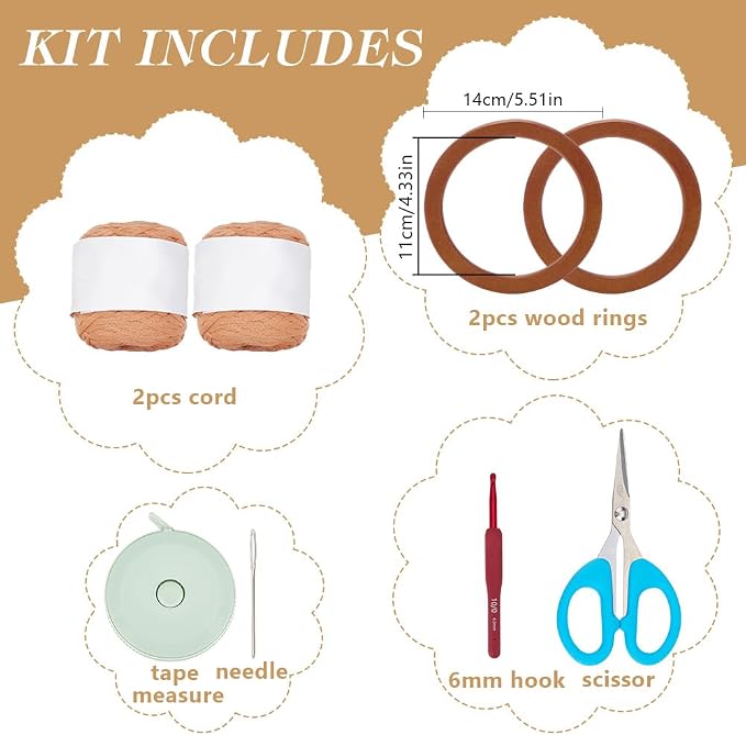 ACRNIGHEET Crochet Bag Kit for Adults Khaki Colored Handbag Crochet Kit for Advanced Beginners Knitting Purse Starters Set DIY Craft Making Kit with Step-by-Step Instructions and Video Guidance