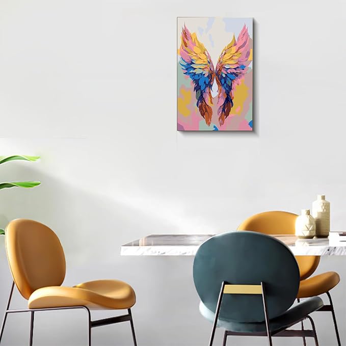 Gemozaic Framed Paint by Numbers Kit for Adults with Easel - Angel Wing | Small Paint by Number for Adults on Canvas, DIY Acrylic Numbers Painting for Gift, Home, Office, Wall Decor, 8 x 12 Inch