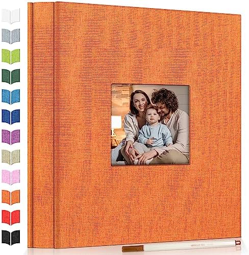 Artfeel Photo Album Self Adhesive Scrapbook Album for 3x5 4x6 5x7 8x10 Pictures,120 Pages Linen Cover with Display Window DIY Photo Book,Ideal Gifts for Family Travel Wedding Baby