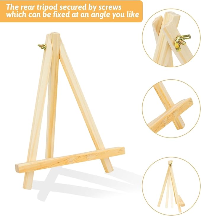 ANDES 9In Wood Tabletop Painting Easels 6 Pack, Arts & Crafts Display Stand