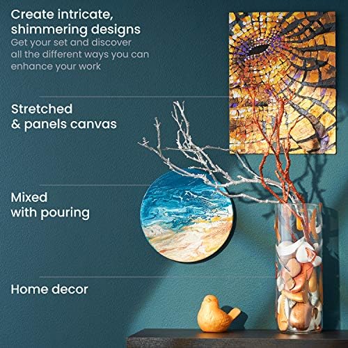 ARTEZA Metallic Acrylic Paint, 8 Metallic Colors in 4.06 ounce Tubes, Artist Paints for Hobby Painters, Art Supplies for Canvas Painting
