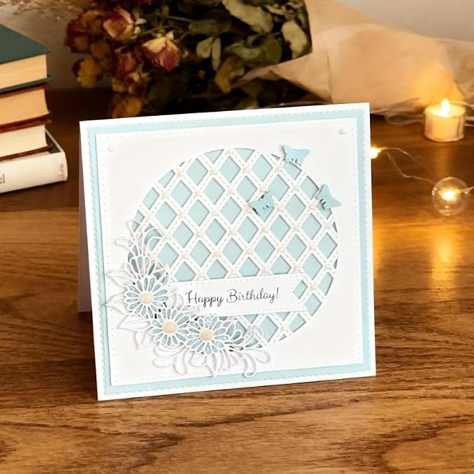 Lapoo Geometric Cutting Die for Scrapbooking - Durable, Metal Cutting Die for DIY Scrapbook Photo Album Decorative Paper Card, Card Making Supplies (Round Flower Border 5.1 x 3.5 in)