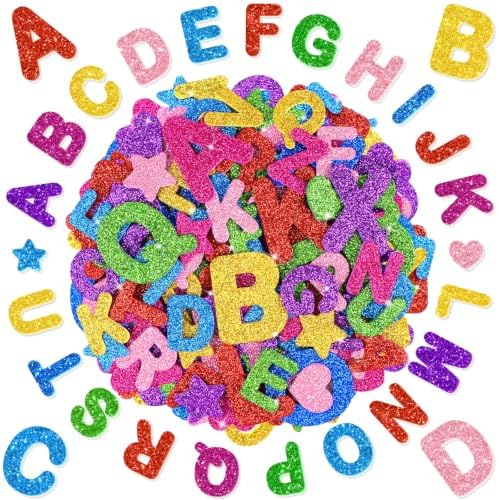 512 PCS Glitter Foam Letter Stickers, Alphabet Stickers for Crafts,8 Colors