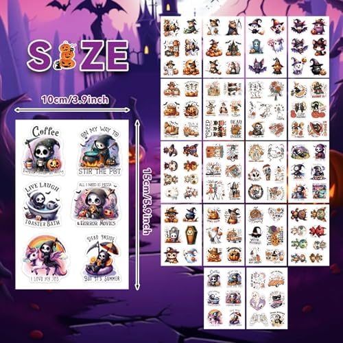 131 Pcs Cute Spooky Halloween Stickers for Journaling & Scrapbooking – Vintage Aesthetic Matte Planner Decals, No-Residue Craft Supplies for Adults, Teens & Junk Journal Lovers