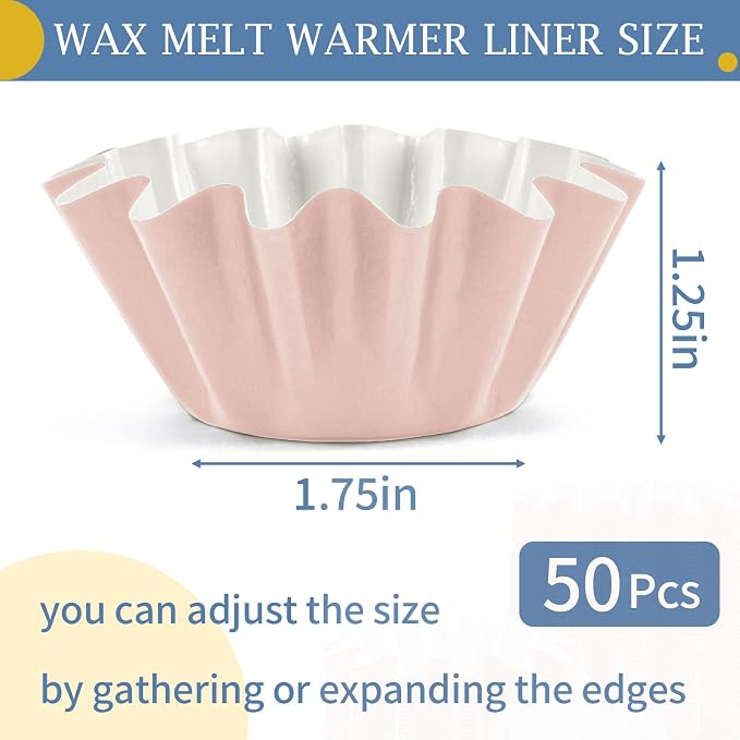 PEASUG 50 Pcs Wax Melt Liners, Wax Melt Warmer Liners, Leakproof & Reusable Wax Melt Cups for Wax Burner, Wax Melters, Candle Warmers, Scented Wax, Plug Warmers, Electric Wax Warmers, Pink