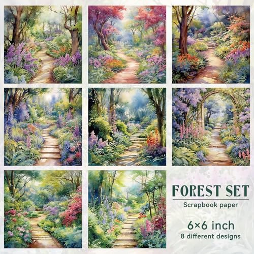 Bomichi 16 Sheets Scrapbook Paper, Vintage Decorative Scrapbook Supplies for Junk Journal Card Making Picture Art Collage DIY 6x6 inches