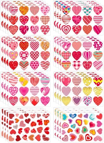 496 PCS Valentines Stickers, Cute Heart Stickers, Valentines Day Sticker for Kids, Class Gifts for Kids Classroom School, Crafts Party Favors Decoration
