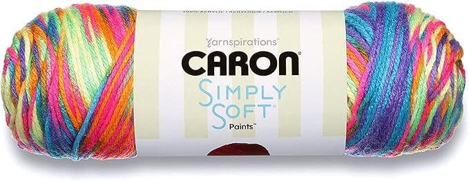 Caron Simply Soft Paints Yarn for Crocheting, Rainbow Brights, 3-Pack