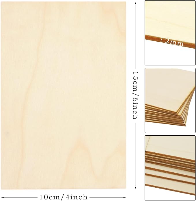 50 Pack 4 x 6 Inch Unfinished Wood Sheets for Crafts