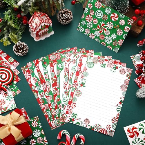 TaoBary 160 Pcs Christmas Candy Stationery Paper and Envelopes Set