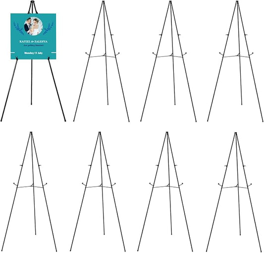 8Pack 63in Easel Stand for Signs,Adjustable Instant Floor Display Easels | Metal Tripod Poster Stand,Easy Setup and Breakdown Easels for Display Posters,Paintings,Wedding Sign Stand with Carry bags