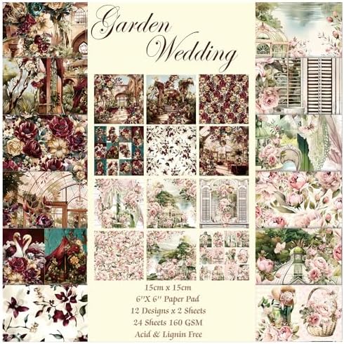 Scrapbook Paper, 24 Sheets 6"×6" 160gsm Single-Sided Patterned Cardstock