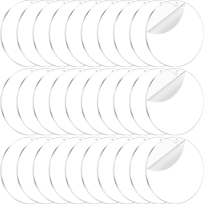 40PCS Acrylic Keychain Blanks, Clear Acrylic Ornaments Blanks with Hole