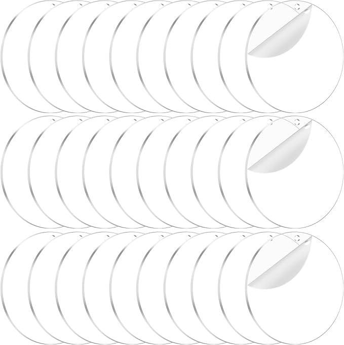 20PCS Acrylic Keychain Blanks, Clear Acrylic Ornaments Blanks with Hole