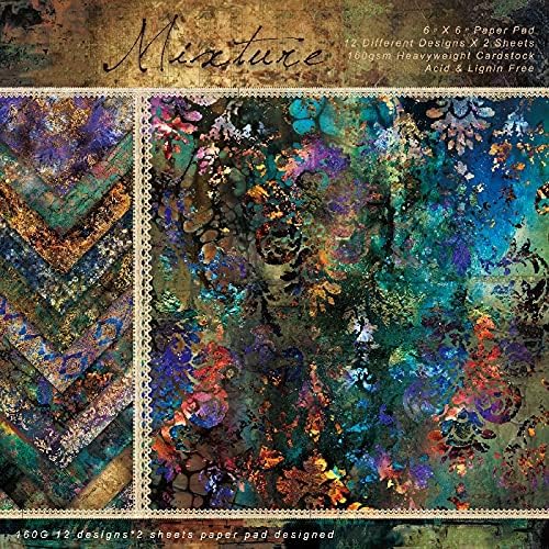 Scrapbook Paper Pad 6x6 Mixture Colored Designs, Single-Sided Decoupage Sheets, Colorful Cardstock for Scrapbooking, DIY Backgrounds, Cardmaking Supplies, Junk Journal Crafts - 24 Pcs
