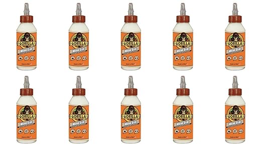 Gorilla Wood Glue, 8 oz., Water Resistant PVA Wood Glue for Indoor & Outdoor Projects, Fast Clamp, Natural Color, Paintable & Sandable (Pack of 12)
