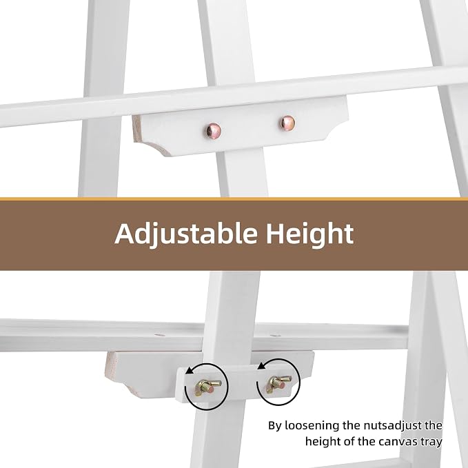 Falling in Art Adjustable Wooden Easel Stand for Painting&Display, White | Folding Art Easel for Display, Drawing, Wedding Sign and Poster, Suitable for Kids and Adults, Holds Up to 42"