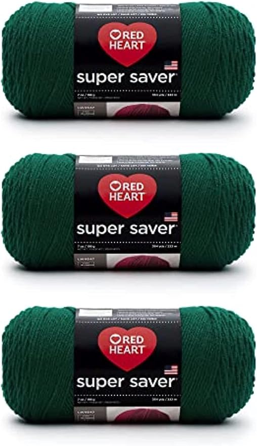 Red Heart Super Saver Yarn for Crocheting & Knitting, Paddy Green, 3-Pack