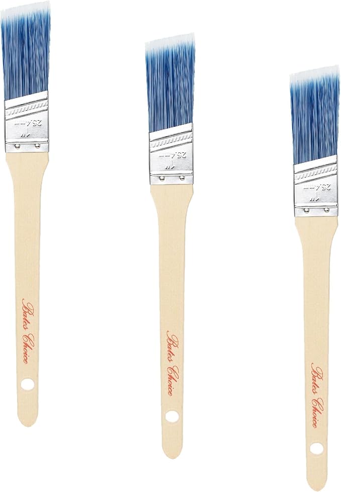 Bates Angle Paint Brushes, 1-Inch, 18 Pack - Treated Wood Handle, Stain & Wall Brushes for Painting Furniture & Walls