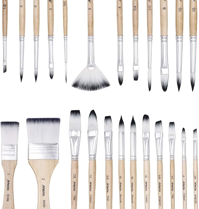 Artecho 24 Pcs Acrylic Paint Brushes Set with Case