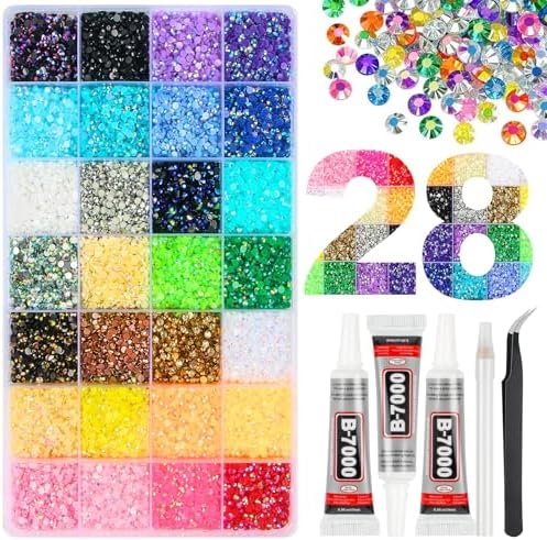 Bedazzling Kit 40000Pcs 28 Colors Jelly Resin Rhinestones