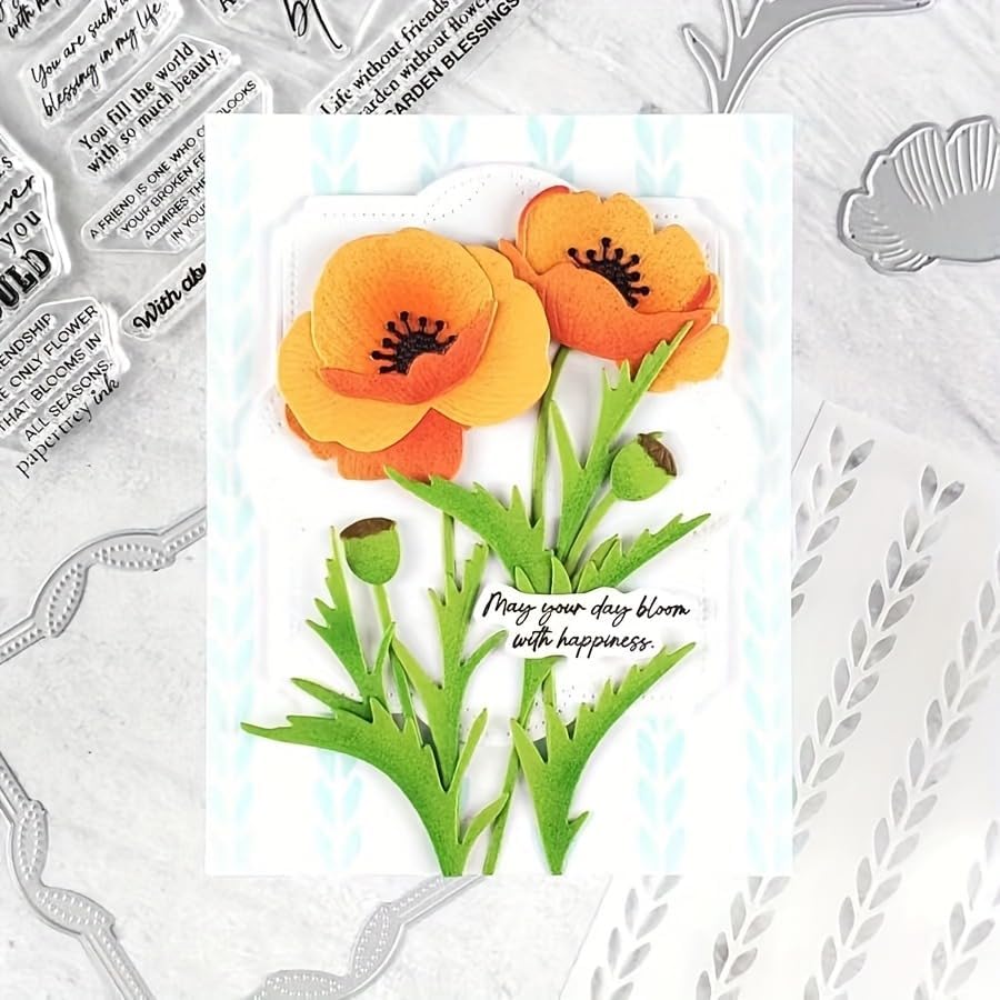 Flowers Metal Cutting Die for Scrapbooking - Cut Stencils for DIY Scrapbook Photo Album Decorative Paper Card, Card Making Supplies, Stencils & Crafting Die Cut (Geranium 5.6 x 4.2 in)