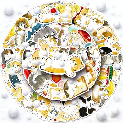 DothRayan Cat Stickers, 100 Pcs Cute Cat Waterproof Vinyl Stickers for Water Bottle, Laptop, Phone Stickers for Kids Teens Girls Adults