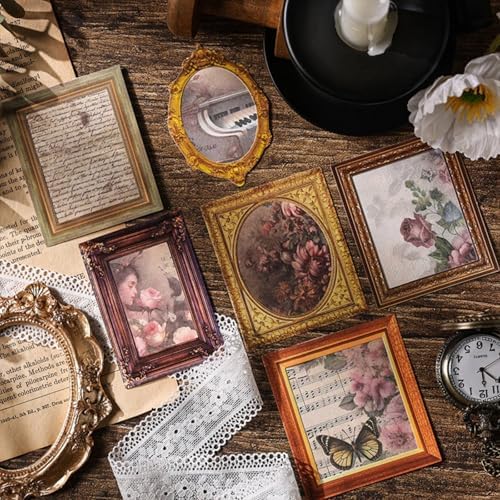 180 Pieces Vintage Scrapbook Picture Frame Paper Stickers for Scrapbooking Supplies, Assorted Retro Photo Borders Ephemera for Junk Journals Album Art Crafts Journaling Collage