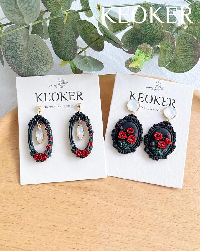 Keoker Vintage Frame Polymer Clay Cutters, Clay Earring Cutters Boho, 12 Shapes Polymer Clay Frame Cutters