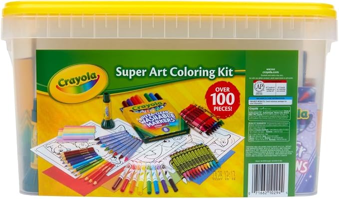 Crayola Super Art Coloring Kit (100+ Pcs), Kids Art Supplies Set with Crayons, Markers & Colored Pencils, Craft & Coloring Kit with Storage Tub, Ages 5+ [Amazon Exclusive]