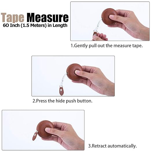 Sewing Tape Measure, Medical Body Cloth Tailor Craft Dieting Measuring Tape, 60 Inch/1.5M Dual Sided Retractable Ruler with Push Button Round(1 Pack, Blue)