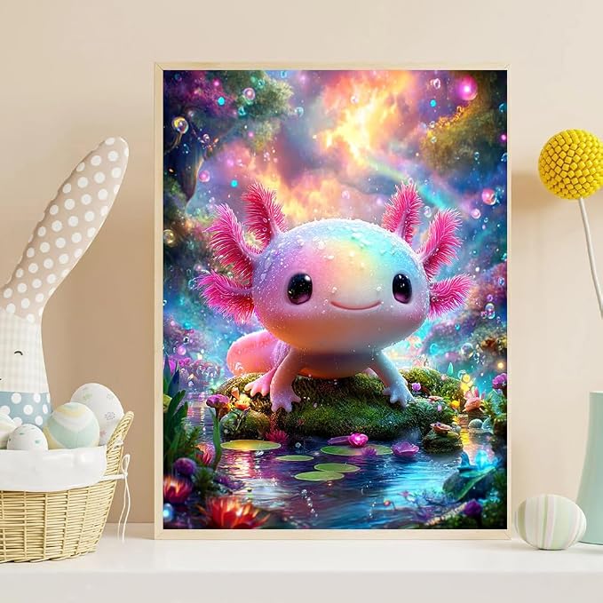 ijbnhd Axolotl Diamond Art Kits for Adults for Home Wall Decor 12x16 inch