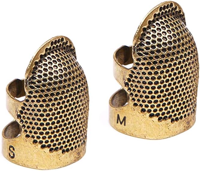 4 Pack Sewing Thimble Finger Protector, Adjustable Finger Metal Shield Protector Pin Needles Sewing Quilting Craft Accessories DIY Sewing Tools Needlework(2 Sizes)