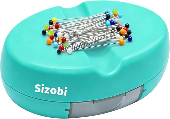 Sizobi Magnetic Pin Holder with 100 Pcs Pins, Sewing Supplies Organizer