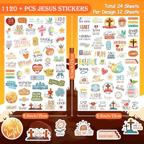 LINAYE 24 Sheets Christian Jesus Stickers for Kids Adults, Waterproof Adhesive Inspirational Jesus Faith Religious Bible Verse Stickers Bulk for Boys Girls Kids Version 2.0
