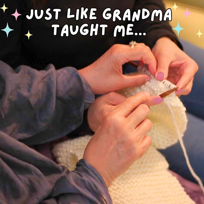 MaconGoods Grandma's Knitting Kit - Longer Scarf Kit - Complete Knitting Kit for Beginners - Includes Beginner Yarn, Bamboo Needles, Video Tutorial & Guide - Easy to Learn Knit Kit