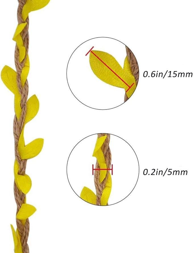33 feet Natural Twine Yellow Leaf Jute 3ply 2MM Rope Hemp Burlap Ribbon String Heavy Duty Hanging Gardening Decoration or for Arts and Crafts