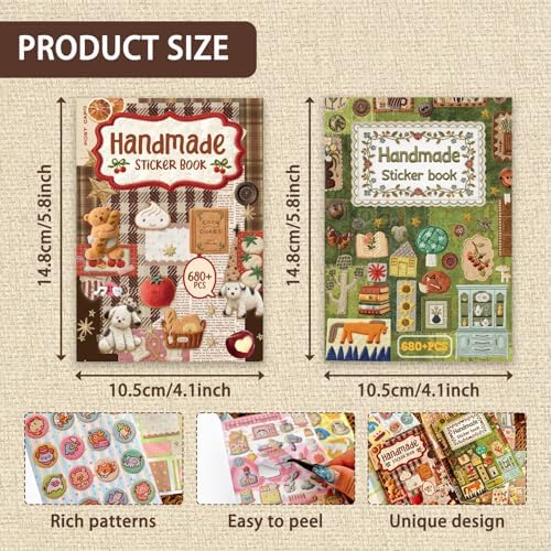 2in1 Japanese Embroidered Sticker Book 1360+ Pcs Showa Vintage Animal Plant