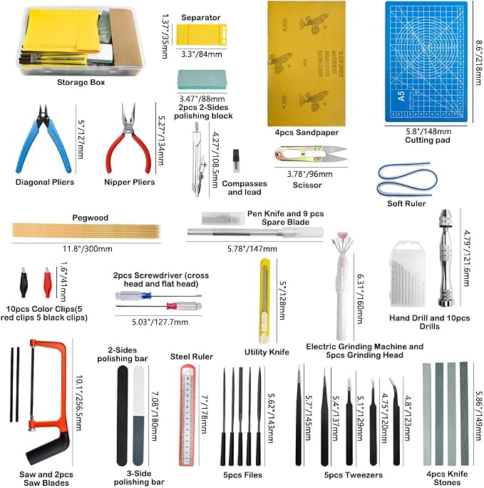 Bigstone 85 PCS Model Tools Kit Hobby Building Tool Craft Set Modeler Basic DIY Tools for Cars, Airplanes, Buildings, Robots Gundam Plastic Models Building Repairing and Fixing