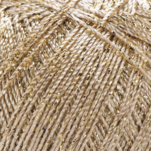 YarnArt Bright Metallic Glitter Yarn – 80% Polyamide 20% Metallic Polyester, 90g 340m, Soft Sparkle Fiber for Crochet, Lace, Summer Tops & Accessories – 4 mm Needle & Hook (236, Metallic Gold)